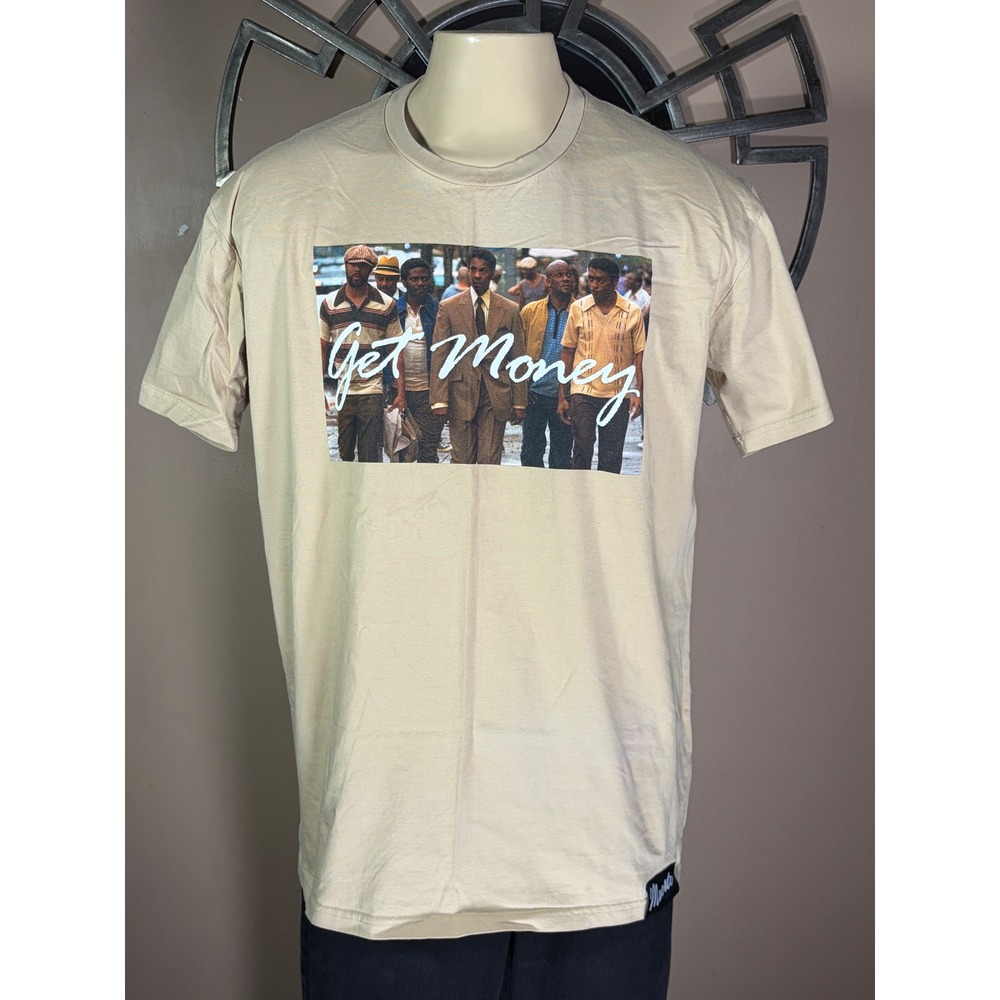 Muerte American Gangster Get Money Graphic T-Shirt Tan XL Streetwear Tee